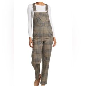 Weworewhat Danielle Bernstein Basic Green Plaid Overalls Size XS